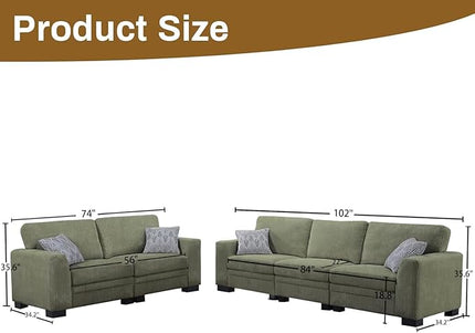 Legend Vansen Oversized Modular Sectional Sofa,5 Seat U Shaped Couch with Ottoman,Corduroy Sofa with Deep Seat,Convertible Large Sectional Couches for Living Room (Olive, 2+3)