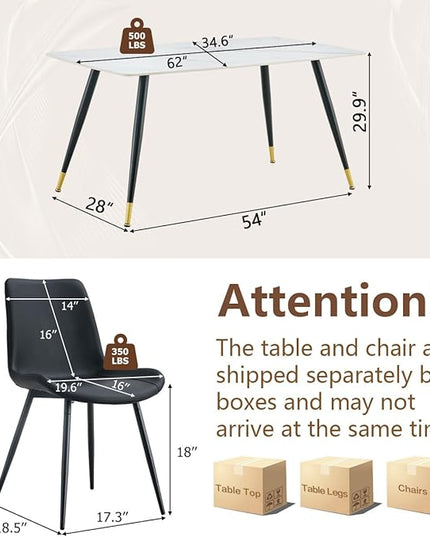 Dining Room Table Set for 6, Dining Table Set for 6 with Chairs, Sintered Stone Dining Set for 6, Easy to Assemble