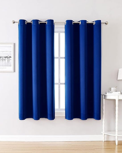 ChrisDowa Grommet Blackout Curtains for Bedroom and Living Room - 2 Panels Set Thermal Insulated Room Darkening Curtains (Royal Blue, 42W x 63L)