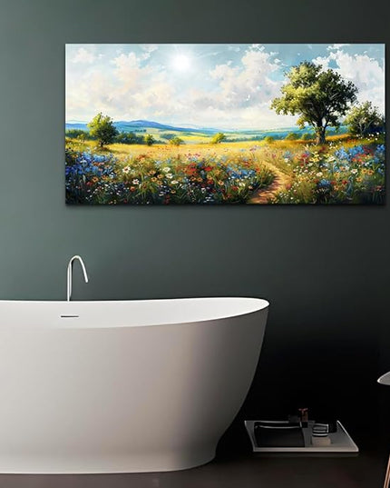 hyidecorart Nature Field Scenery Abstract Painting Framed Wall Art For Living Room Bedroom Wall Decor Pictures Artworks Modern Wall Decorations For Office Canvas Prints Home Art Decor Ready To Hang