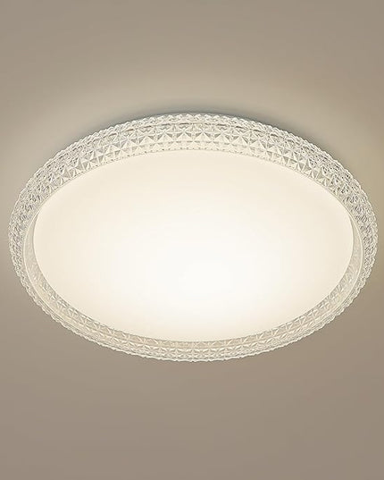 16 Inch Crystal Dimmable LED Flush Mount Light Fixture, 24W Super Bright Modern Lamps, 3000K/4000K/5000K Adjustable Ceiling Lights for Bedroom, Kitchen, ETL Listed