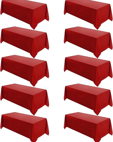 VidaFete Tablecloth 10 Pack 90 * 132inch Rectangle Table Cloth Polyester, Stain Wrinkle Resistant Polyester Dining Table Cover for Kitchen Dinning Party Wedding Rectangular Buffet Decoration(Red)