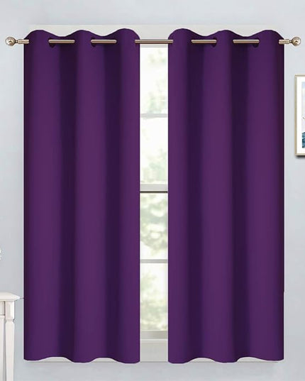 Yakamok Purple Blackout Curtains for Bedroom,Thermal Insulated Blackout Grommet Top Drapes for Living Room,38x54 Inch, 2 Panels