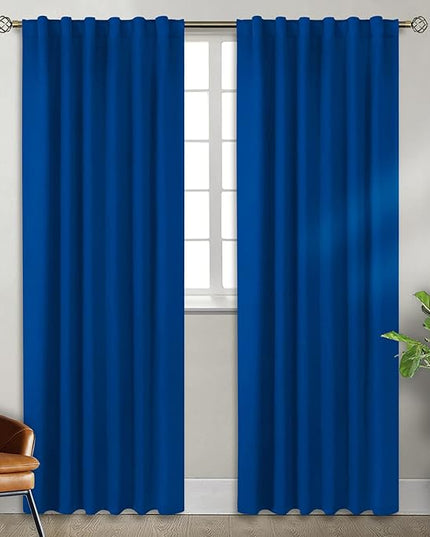 BGment Rod Pocket and Back Tab Blackout Curtains for Bedroom - Thermal Insulated Room Darkening Curtains for Living Room, 2 Window Curtain Panels (52 x 84 Inch, Classic Blue)