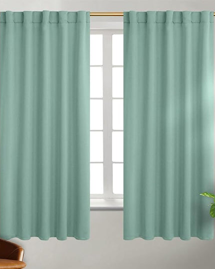 BGment Window Curtains for Bedroom - 63 Inch Rod Pocket and Back Tab Thermal Insulated Room Darkening Curtains for Living Room, 2 Curtain Panels (42 x 63 Inch, Frosty Green)