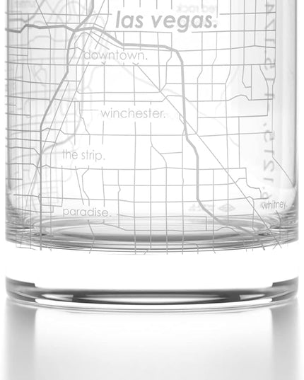 Well Told Engraved Las Vegas Nevada Map Rocks Glass, Old Fashioned Whiskey Glass (11 oz, Clear) Etched Whiskey Glass, Gifts For Whiskey Lovers