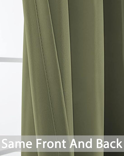 Yakamok Window Treatment Kitchen Drapes - Plain Solid Grommet Top Short Curtains for Kitchen Window(52Wx36L, Sage, 2 Panels)