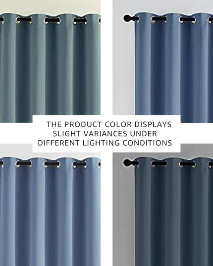 NICETOWN Stone Blue Blackout Curtains for Living Room 84 inches Long - Thermal Insulated Grommet Room Darkening Window Treatments Sound Reducing Drapes for Bedroom, 2 Panels, W52 x L84