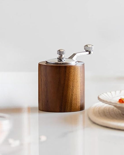 Manual Pepper Grinder – 7.8x5.8x5.8cm Wood Stainless Steel Adjustable Mill, Quick Grind Tool | Perfect for Kitchen Cooking Seasoning, Sesame Cumin Coffee Beans Grinding, Dining Table Culinary