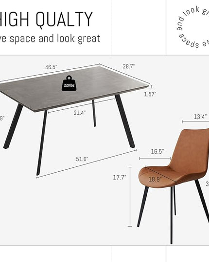 ZckyCine 46.5" Modern Dining Table Set for 4-6 People Kitchen Dining Room Table Set Extendable Wood Dining Table and 4 Upholstered Chairs, Home Kitchen Furniture