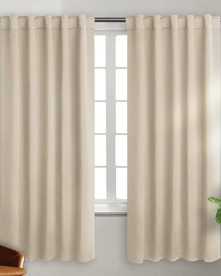 BGment Champagne 72 Inch Blackout Curtains - Thermal Insulated Rod Pocket and Back Tab Room Darkening Curtains for Bedroom/Living Room, 2 Window Curtain Panels (42 x 72 inch, Champagne)
