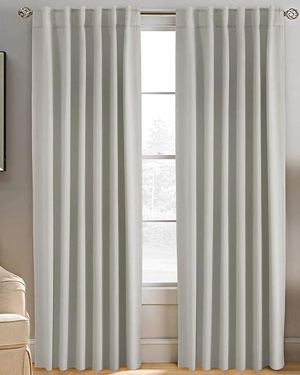 H.VERSAILTEX Blackout Curtains Thermal Insulated Window Treatment Panels Room Darkening Blackout Drapes for Living Room Back Tab/Rod Pocket Bedroom Draperies, 52 x 84 Inch, Ivory/Cream, 2 Panels