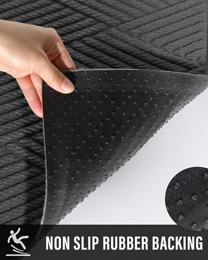 Sturdy Front Door Mat, Absorbent Muddy Dirt Resist Welcome Door Mats Outdoor Indoor, Stain and Fade Resistant, Non-Slip Rubber Backing Low Profile Doormat for Entryway, 30×17, Charcoal