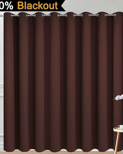 Yakamok 100% Blackout Patio Door Curtain Panels - Extra Wide, Sliding Glass Door Curtain Grommet Drapes, Thermal Curtain for Sliding Glass Door, Chocolate Brown, W100 x L84, 1 Panel