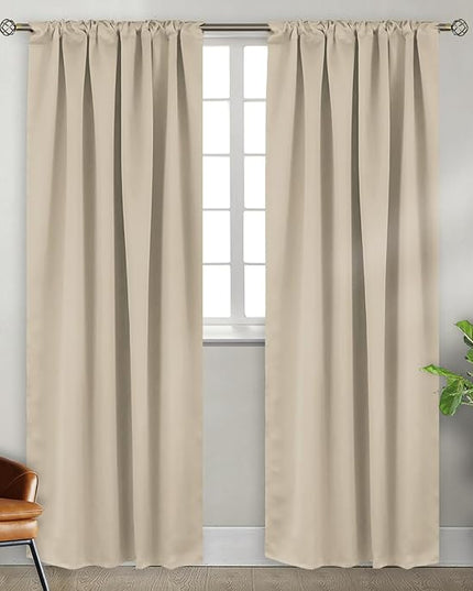 BGment Champagne Blackout Curtains 84 Inches Long - Rod Pocket and Back Tab Thermal Insulated Room Darkening Bedroom Drapes for Living Room, 2 Window Curtain Panels, 42 x 84 Inches,Champagne