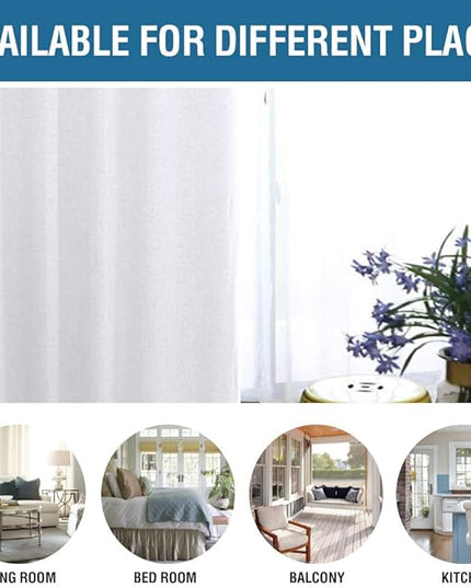 H.VERSAILTEX 100% Blackout Curtains for Bedroom 84 Inches Long Grommet Linen Face Full Light Blocking Curtain Drapes for Living Room Thermal Insulated Linen Look Curtains 2 Panels Set, Bright White