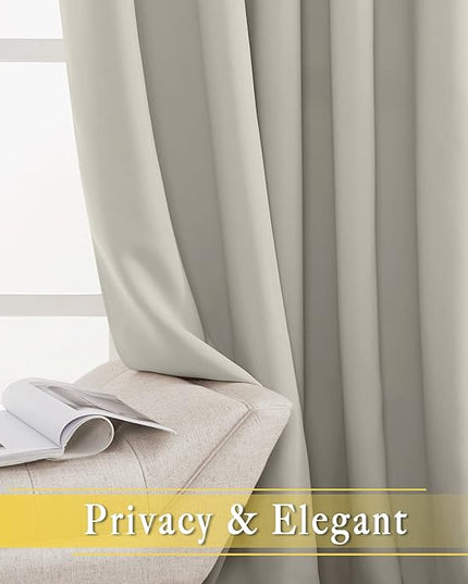 NICETOWN Room Divider Curtain for Bedroom, Grommet Patio Door Curtain Sound Dampening Thermal Insulated Wide Window Drape for Sliding Door (Natural, W80 x L84, 1 Panel)