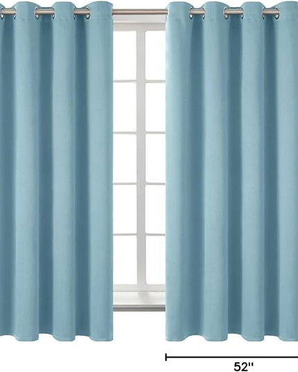 BGment Room Darkening Curtains 63 Inches Long - Grommet Thermal Insulated Drapes Window Treatment Curtains for Bedroom, 2 Panels, 52 x 63 Inch, Greyish Blue