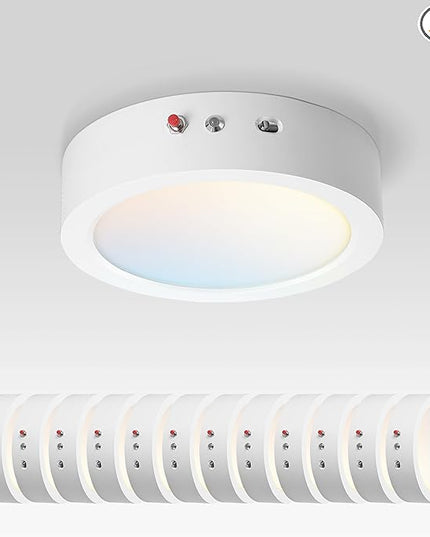 ASD LED 7" Round Flush Mount Ceiling Light Fixture, Low Profile Surface Lighting | 5CCT, Dimmable, Battery Backup, ETL Listed | 15W 1200LM 2700-6000K 120V | Kitchen, Hallway Lamp | White, 12 Pack