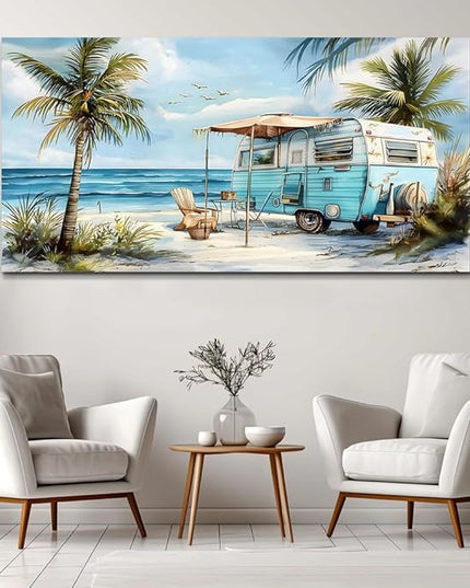 ERQINHUA Large Wall Decor For Living Room Canvas Wall Art For Office Bedroom Aesthetic Marine Beach Landscape Wall Painting Artwork Pictures Modern Beach Posters Ready To Hang Home Decor 30"x60"