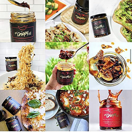 Hot Crispy Oil- Fried garlic, shallots, chili peppers and spices. Flavor bomb, Chili Crisp, Hot Sauce, Chili Oil,
