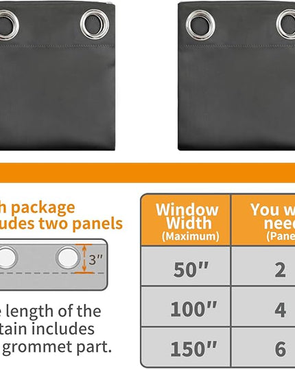 YoungsTex Blackout Curtains 68 Inches Length - Thermal Insulated with Grommet Room Darkening Window Drapes for Living Room Bedroom, 2 Panels, 42 x 68 Inch, Dark Grey