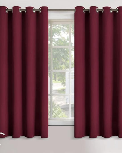 YoungsTex Burgundy Blackout Curtains for Bedroom - Thermal Insulated with Grommet Room Darkening 63 Inch Window Drapes for Living Room, 2 Panels, 52 x 63 Inch, Burgundy