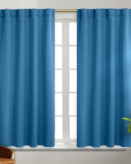 BGment Window Curtains for Bedroom - 54 Inch Rod Pocket and Back Tab Thermal Insulated Room Darkening Curtains for Living Room, 2 Curtain Panels (38 x 54 Inch, Steel Blue)