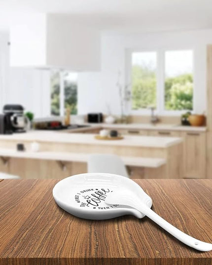 Funny Coffee Spoon Rest-But First Coffee Ceramic Spoon Holder-Cafe Station Bar Accessories