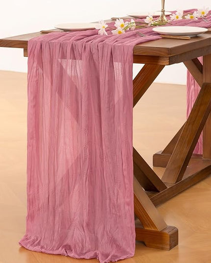 Socomi 6pcs Mauve Christmas Cheesecloth Table Runner Boho Rustic Gauze 120 inch 10FT Cheese Cloth Runner for Wedding Party Baby Shower Birthday Home Decor Holiday Decorations