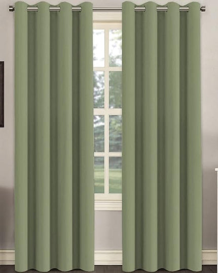 H.VERSAILTEX Premium Blackout Thermal Insulated Room Darkening Curtains for Bedroom/Living Room - Classic Grommet Top (2 Panels, Sage, 52 Inch by 84 Inch)