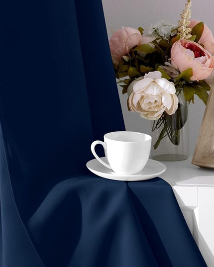 HOMEIDEAS Dark Navy Blackout Curtains for Bedroom 52 X 96 Inch Length 2 Panels Set Room Darkening Bedroom Curtains, Soundproof Thermal Grommet Window Curtains for Living Room for Christmas