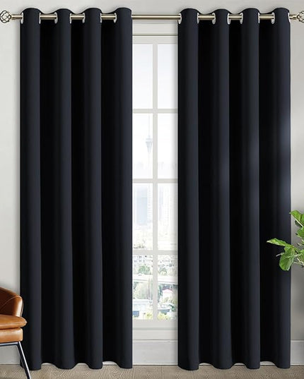 BGment Black Blackout Curtains 84 Inch Long for Living Room - Thermal Insulated Grommet Window Black Out Drapes for Home Decor, 2 Panels, Each 52 Inch Wide