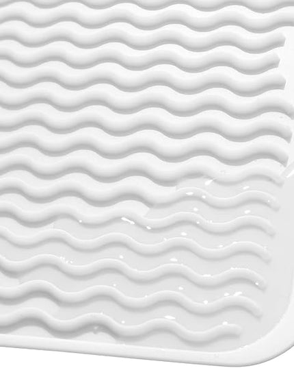 Silicone Dish Drying Mat for Multiple Usage,Easy clean,Eco-friendly,Heat-resistant Silicone Mat for Kitchen Counter or Sink,Refrigerator or drawer liner White L 16 inches x 12 inches