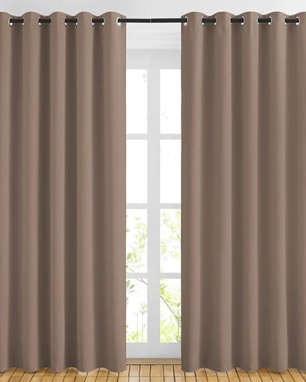 NICETOWN Blackout Curtains 84 inch Length 2 Panels Set - 3 Pass Microfiber Noise Reducing Thermal Insulated Solid Ring Top Curtains & Drapes for Living Room (66 x 84 Inch, Cappuccino)