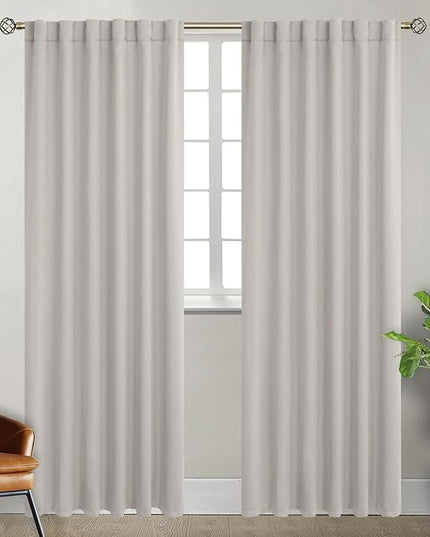 BGment Rod Pocket and Back Tab Blackout Curtains for Bedroom - Thermal Insulated Room Darkening Curtains for Living Room, 2 Window Curtain Panels (52 x 95 Inch, Natural Camel)
