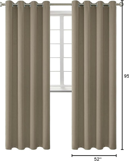 BGment Room Darkening Curtains 95 Inches Long - Grommet Thermal Insulated Drapes Window Treatment Curtains for Bedroom, 2 Panels, 52 x 95 Inch, Cocoa