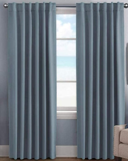 H.VERSAILTEX Blackout Curtains Thermal Insulated Window Treatment Panels Room Darkening Blackout Drapes for Living Room Back Tab/Rod Pocket Bedroom Draperies, 52 x 96 Inch, Stone Blue, 2 Panels