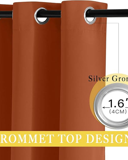 NICETOWN Blackout Curtain Drape for Bedroom - Light Reducing Thermal Insulated Solid Grommet Room Darkening Window Curtain 90 inches Long for Living Room (Burnt Orange, 1 Piece, W66 x L90)