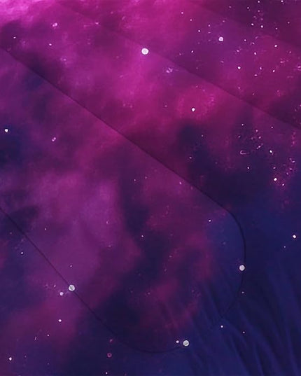 Galaxy Bedding Twin Size Purple Outer Space Comforter Set for Girls Boys Kids Children Bedroom Dorm Quilt 1 Comforter + 1 Pillow Case