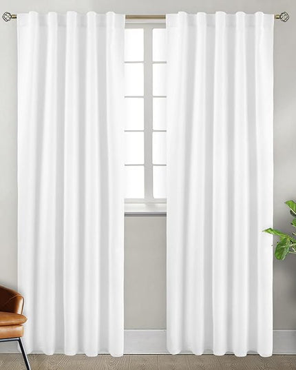 BGment Pure White Curtains for Bedroom 84 Inches - Rod Pocket and Back Tab Thermal Insulated Room Darkening Curtains for Living Room, 2 Window Curtain Panels, 42 x 84 Inch