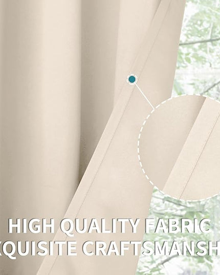 BGment Blackout Curtains - Grommet Thermal Insulated Room Darkening Bedroom and Living Room Curtains, Set of 2 Panels (38 x 63 Inch, Champagne)