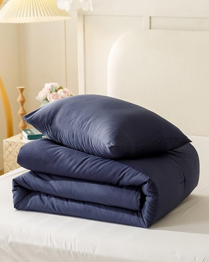 ROSGONIA King Size Comforter Set Navy Blue, 3pcs (1 Blue Comforter & 2 Pillowcases), All Season Bedding Soft Lightweight Bedspread Blanket Quilt