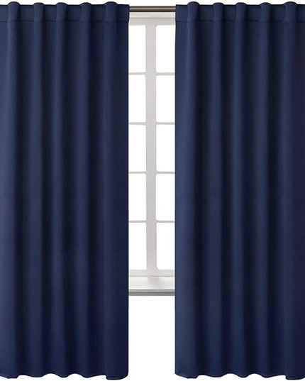 BGment Navy Blue Curtains 84 inches Length - Rod Pocket and Back Tab Thermal Insulated Blackout Curtains for Living Room, 42 x 84 Inch, 2 Curtain Panels