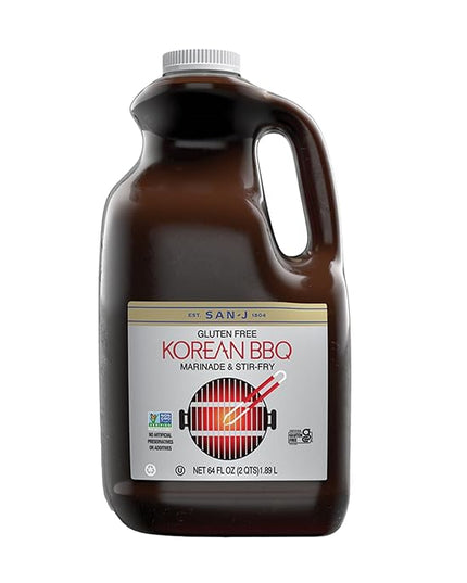 San-J - Gluten Free Korean BBQ Sauce - Bold and Savory Sauce for Cooking - Non-GMO - 64 oz. Container