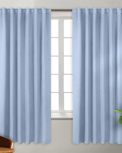 BGment Rod Pocket and Back Tab Curtains for Bedroom - Thermal Insulated Room Darkening Curtains for Living Room, 2 Window Curtain Panels (52 x 72 Inch, Spa Blue)