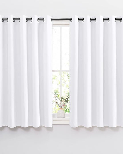 NICETOWN White Room Darkening Curtain Panels - Tripe Weave Thermal Insulated Grommet Room Darkening Window Draperies and Curtains for Bedroom (Set of 2, 66 x 54 inches in White)