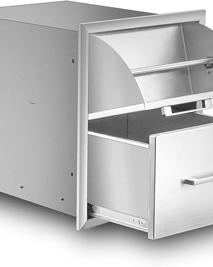 Stainless Steel Paper Towel Holder Double Drawer 17W21H21D Works with Your Grilling or Prep Zones for Easy & Quick Cleanup