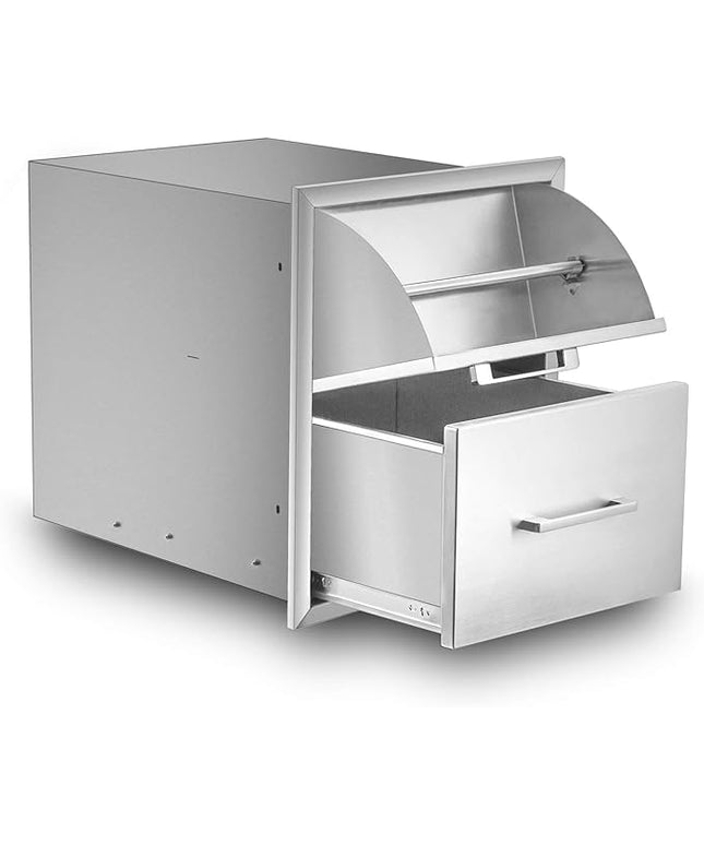 Stainless Steel Paper Towel Holder Double Drawer 17W21H21D Works with Your Grilling or Prep Zones for Easy & Quick Cleanup
