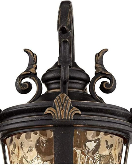 John Timberland Marseille Rustic Industrial Outdoor Wall Light Fixture Veranda Bronze Scroll 21 1/2" Champagne Hammered Glass for Exterior House Porch Patio Outside Deck Garage Front Door Home